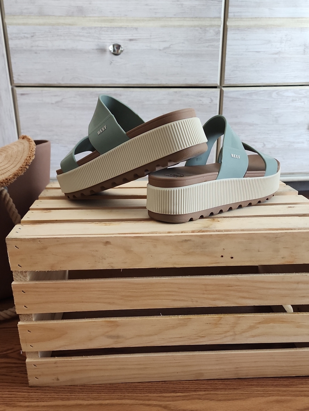 Reef Women's Sage Green Platform Sandals